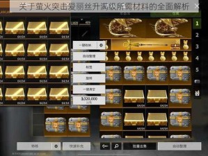 关于萤火突击爱丽丝升满级所需材料的全面解析