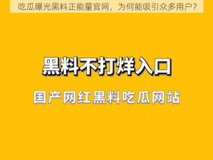 吃瓜曝光黑料正能量官网，为何能吸引众多用户？