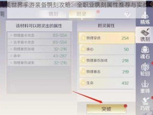 完美世界手游装备镌刻攻略：全职业镌刻属性推荐与实战指南