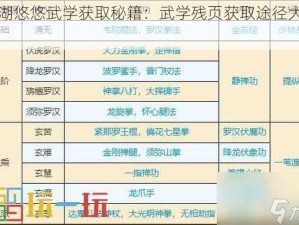 江湖悠悠武学获取秘籍：武学残页获取途径大揭秘