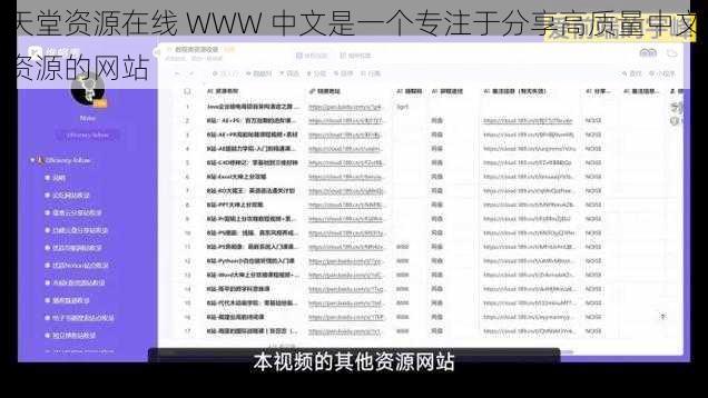 天堂资源在线 WWW 中文是一个专注于分享高质量中文资源的网站