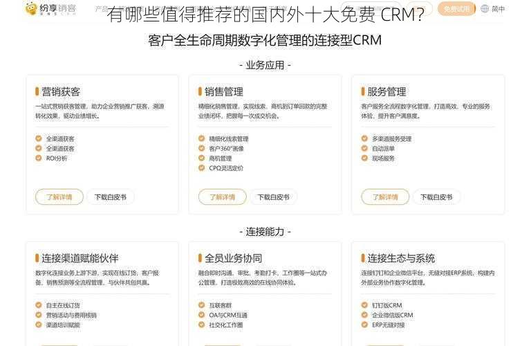 有哪些值得推荐的国内外十大免费 CRM？