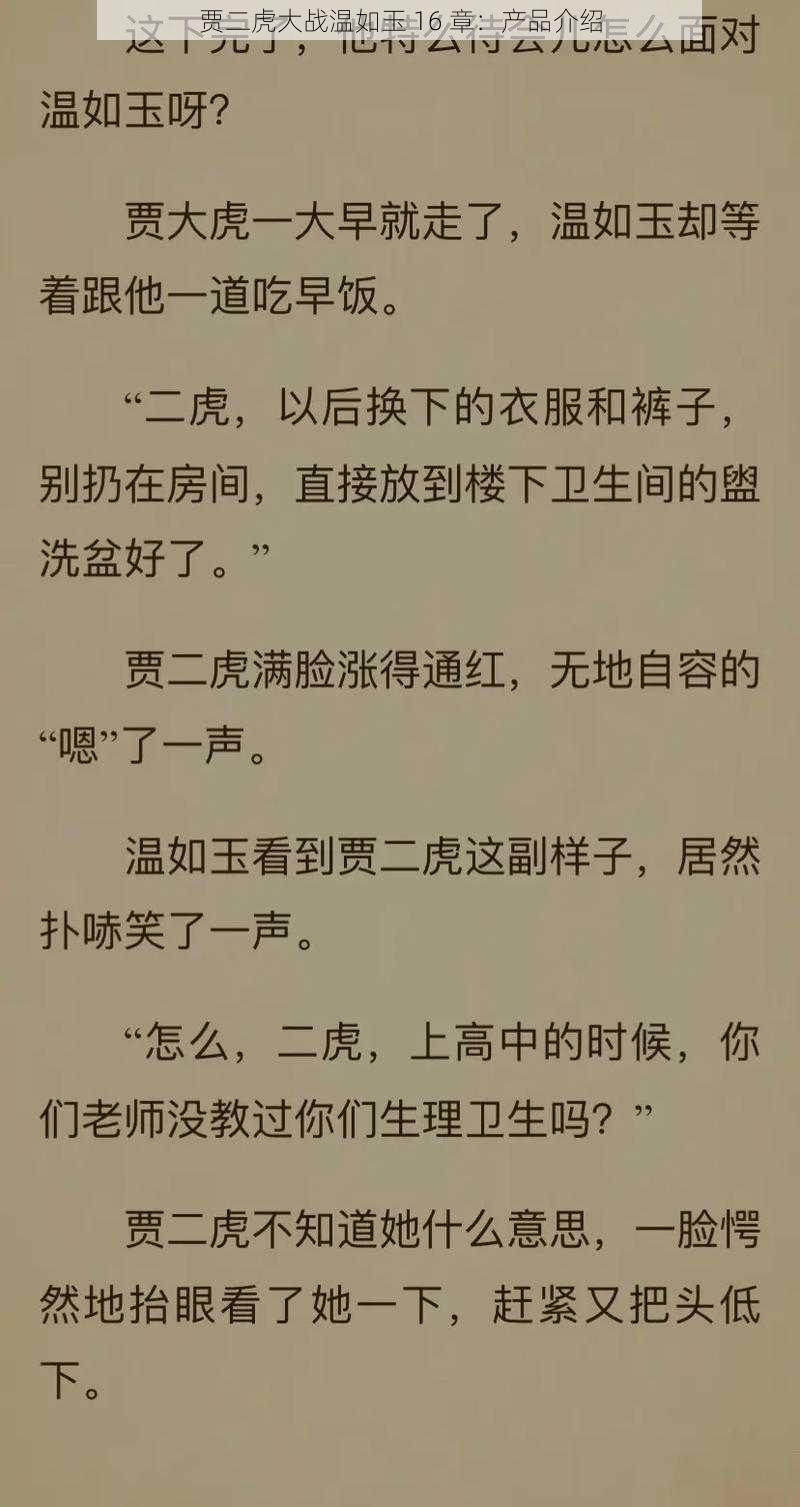 贾二虎大战温如玉 16 章：产品介绍