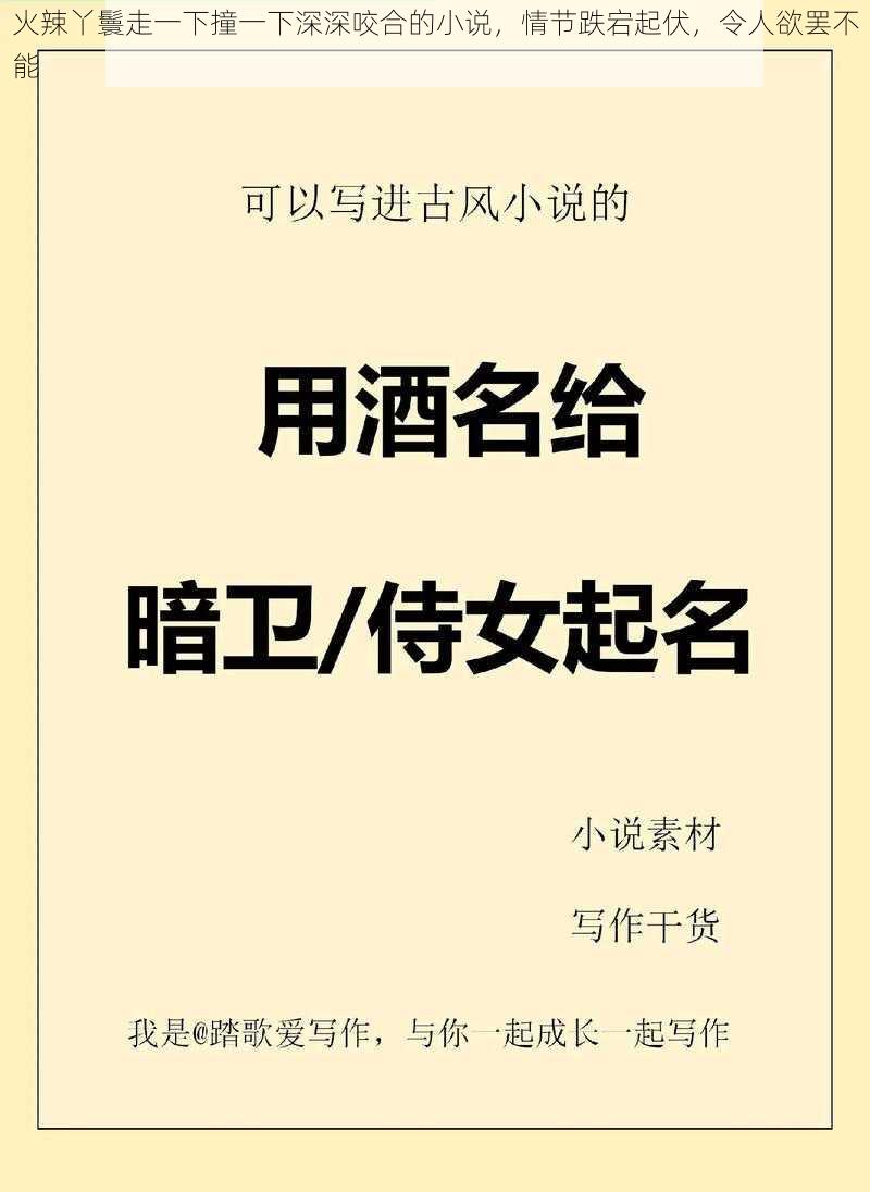 火辣丫鬟走一下撞一下深深咬合的小说，情节跌宕起伏，令人欲罢不能