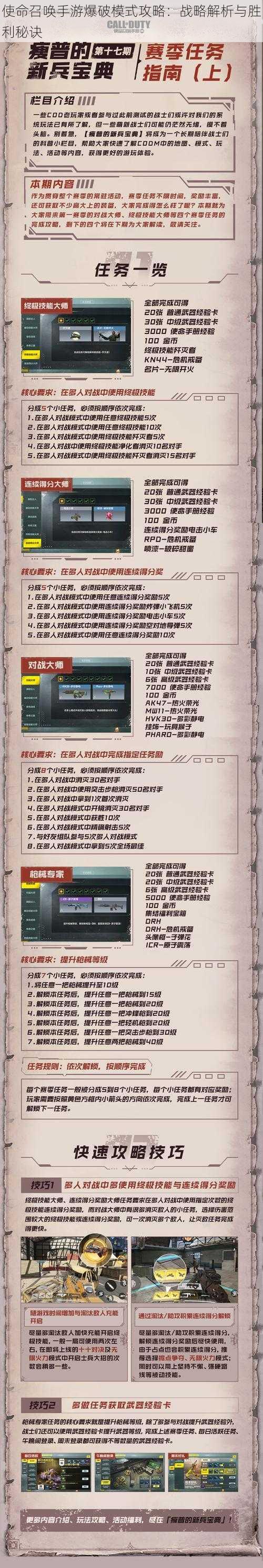 使命召唤手游爆破模式攻略：战略解析与胜利秘诀