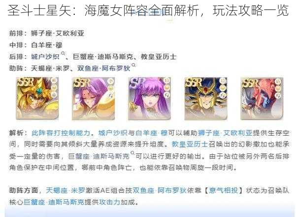 圣斗士星矢：海魔女阵容全面解析，玩法攻略一览