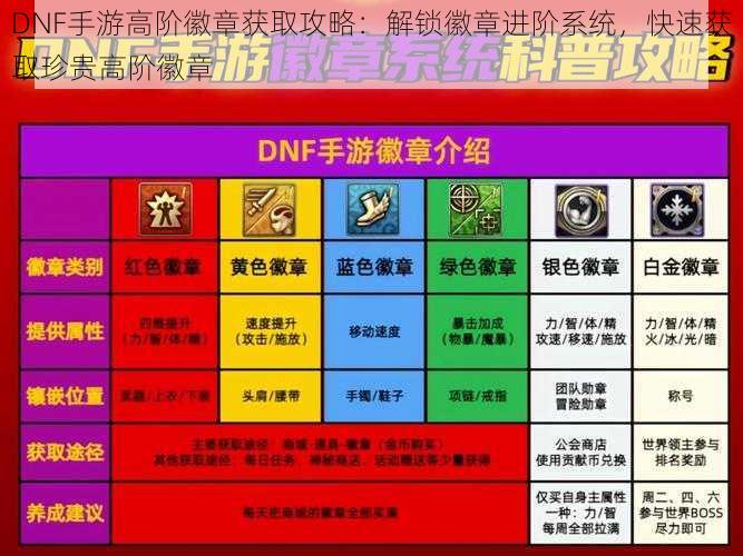 DNF手游高阶徽章获取攻略：解锁徽章进阶系统，快速获取珍贵高阶徽章