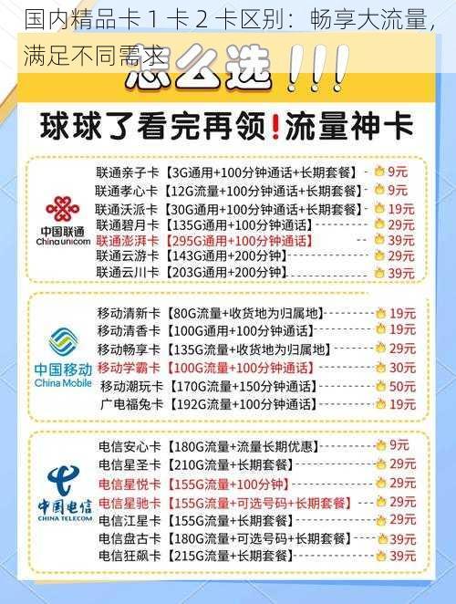 国内精品卡 1 卡 2 卡区别：畅享大流量，满足不同需求