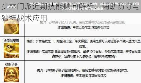 少林门派近期技能倾向解析：辅助防守与独特战术应用