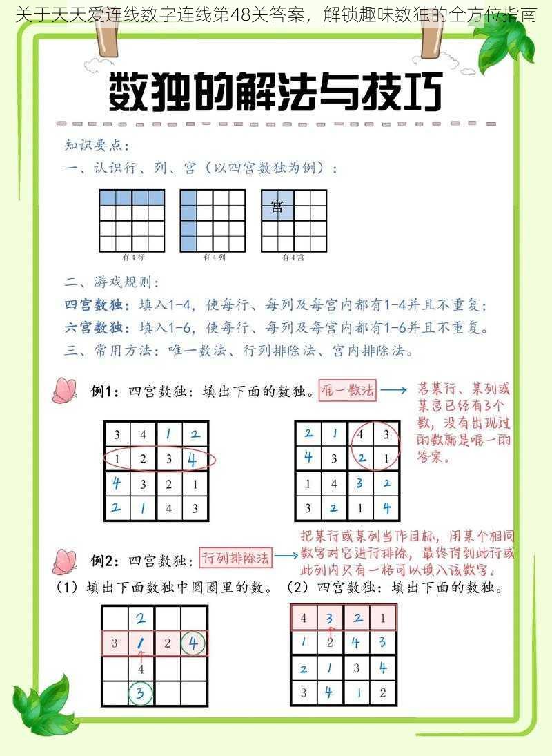 关于天天爱连线数字连线第48关答案，解锁趣味数独的全方位指南