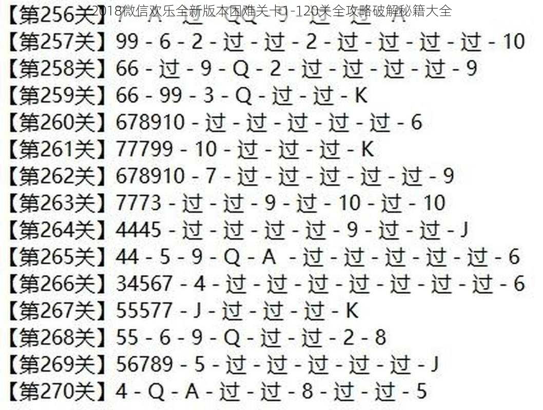 2018微信欢乐全新版本困难关卡1-120关全攻略破解秘籍大全