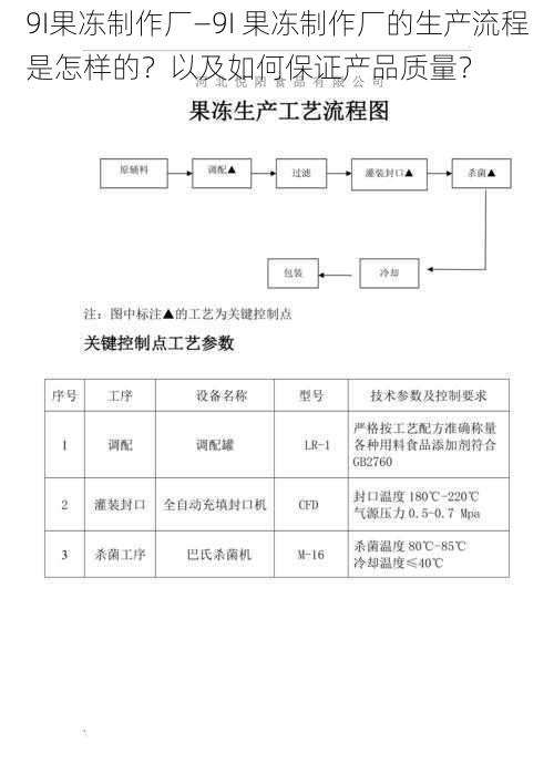 9I果冻制作厂—9I 果冻制作厂的生产流程是怎样的？以及如何保证产品质量？