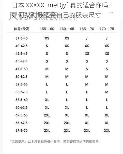 日本 XXXXXLmeDjyf 真的适合你吗？如何找到最适合自己的服装尺寸