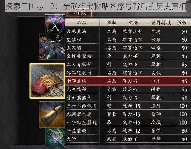 探索三国志 12：全武将宝物贴图序号背后的历史真相