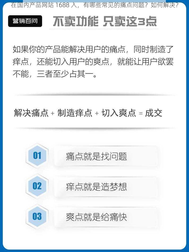 在国内产品网站 1688 入，有哪些常见的痛点问题？如何解决？