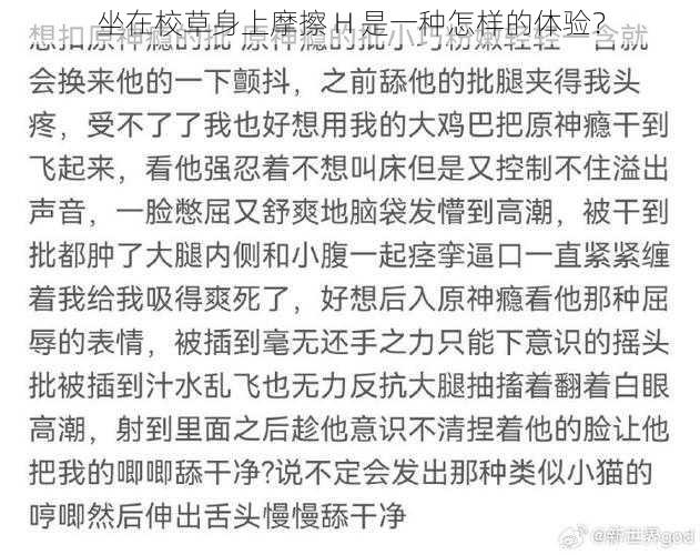 坐在校草身上摩擦 H 是一种怎样的体验？