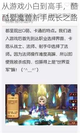 从游戏小白到高手，酷酷爱魔兽新手成长之路