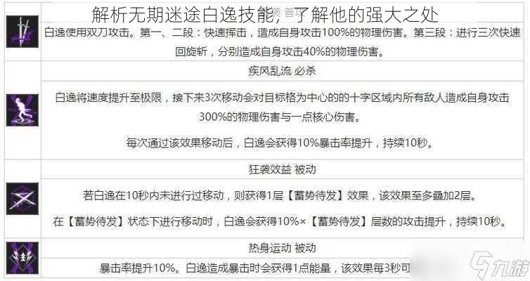 解析无期迷途白逸技能，了解他的强大之处