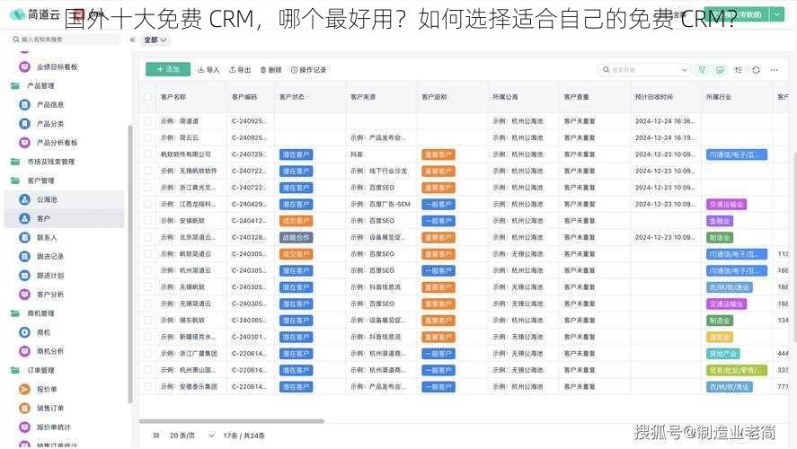 国外十大免费 CRM，哪个最好用？如何选择适合自己的免费 CRM？