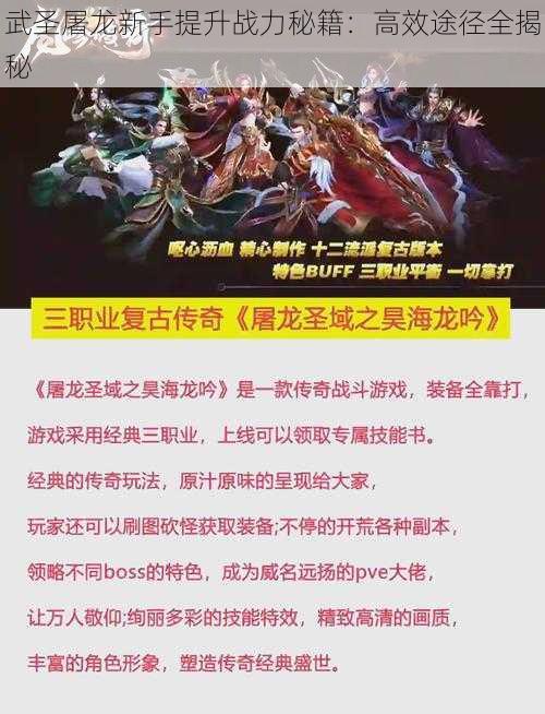 武圣屠龙新手提升战力秘籍：高效途径全揭秘