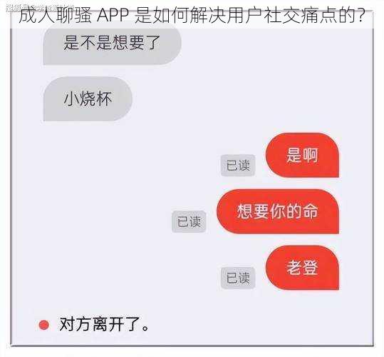 成人聊骚 APP 是如何解决用户社交痛点的？