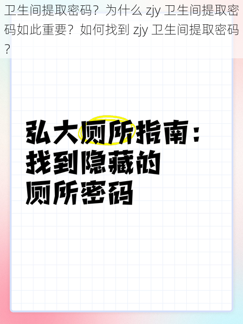 卫生间提取密码？为什么 zjy 卫生间提取密码如此重要？如何找到 zjy 卫生间提取密码？