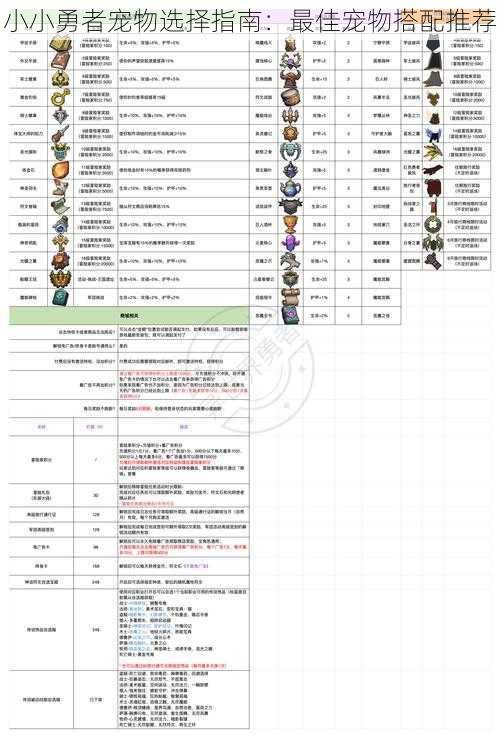 小小勇者宠物选择指南：最佳宠物搭配推荐