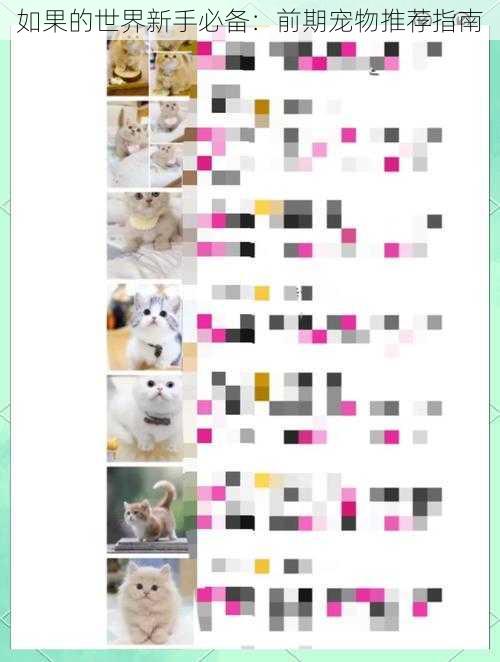 如果的世界新手必备：前期宠物推荐指南